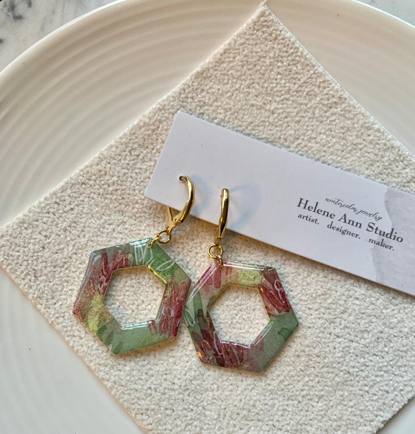 Blushing Lilies Collection: Dangle Hexagons