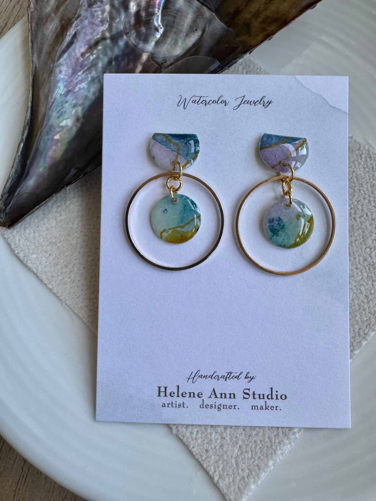 Blue Iridescence Collection: Circle Dangles