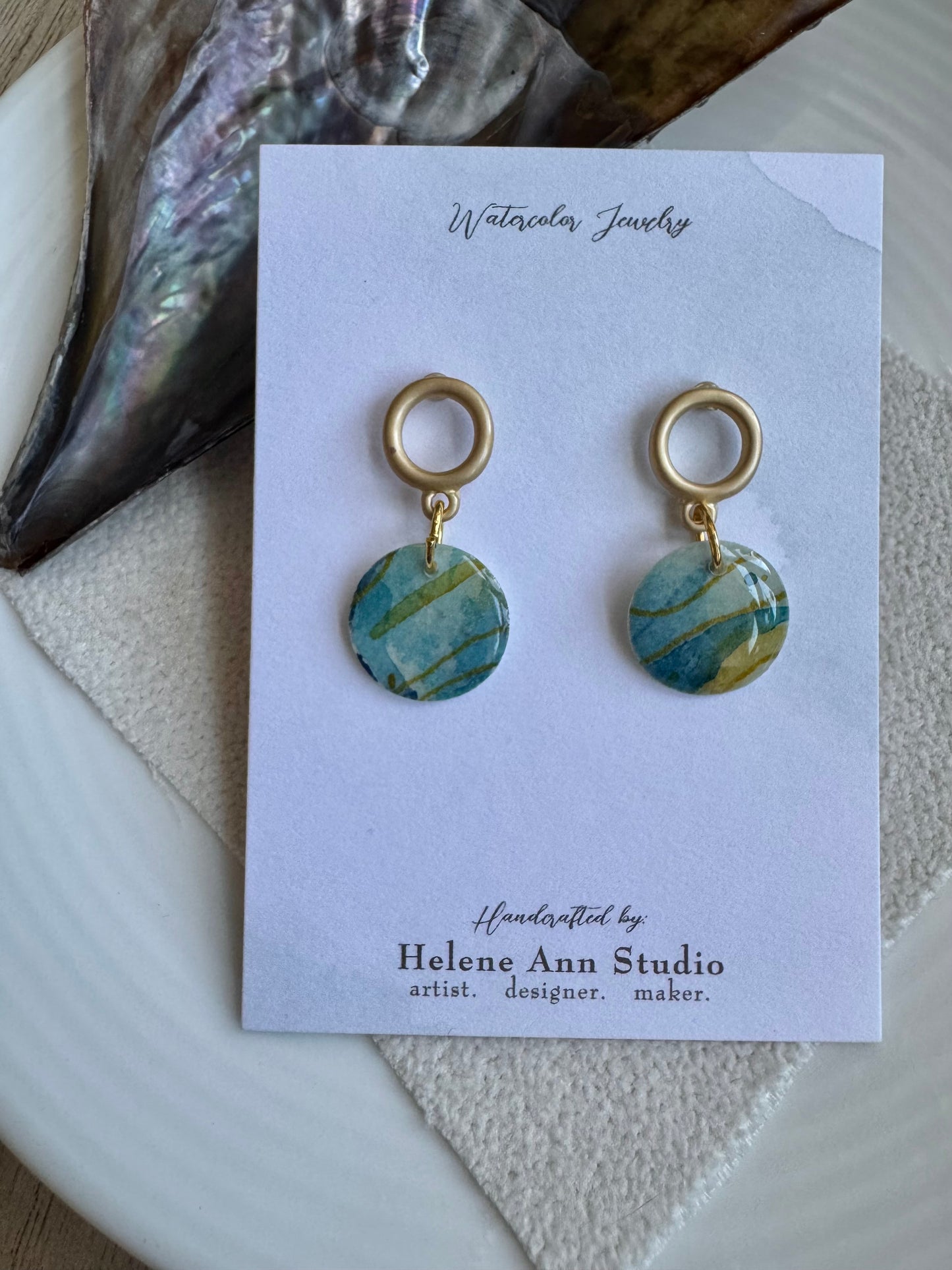 Blue Iridescence Collection: Button Dangles