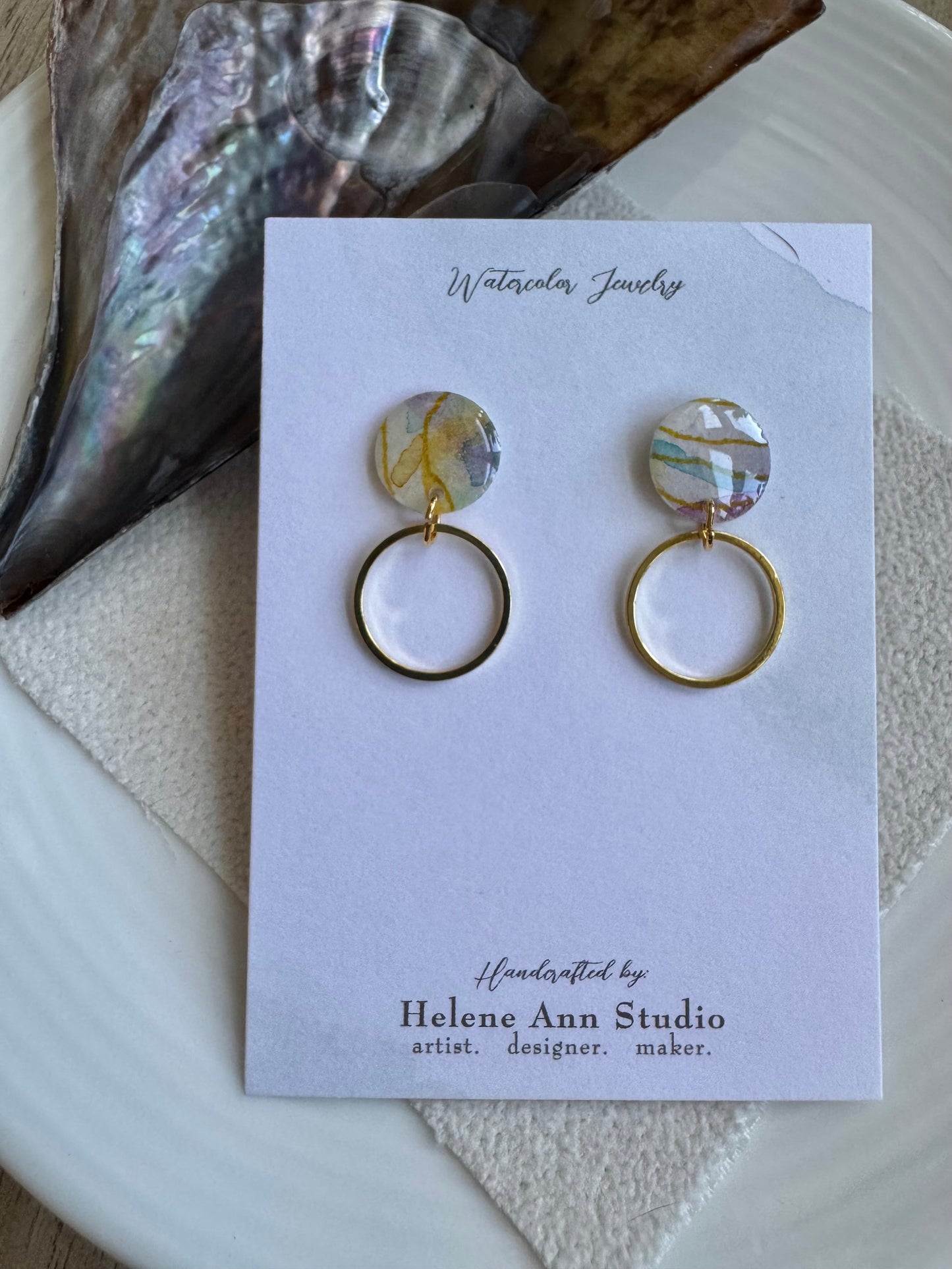 Blue Iridescence Collection: Circle Dangles