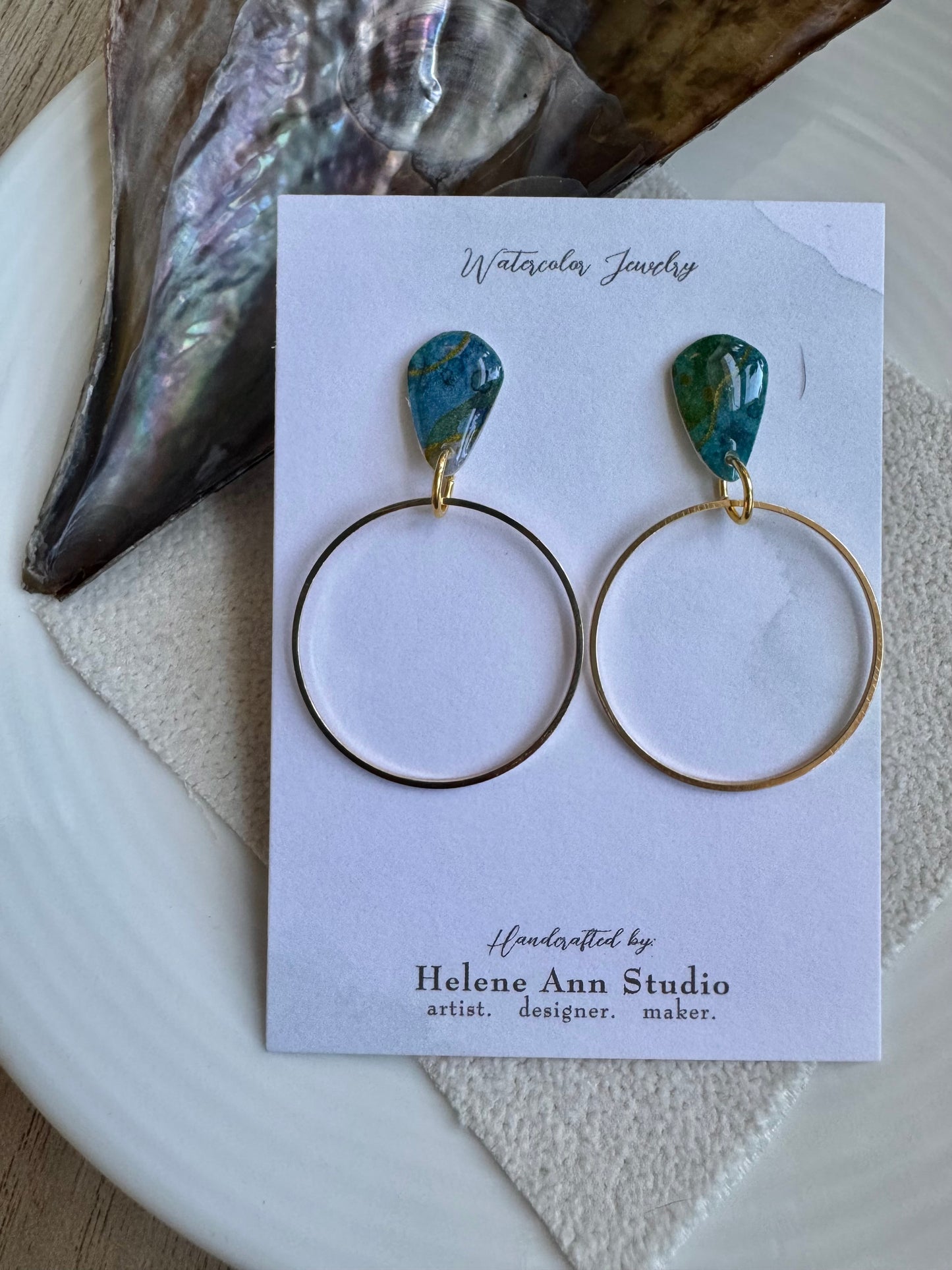 Blue Iridescence Collection: Circle Dangles