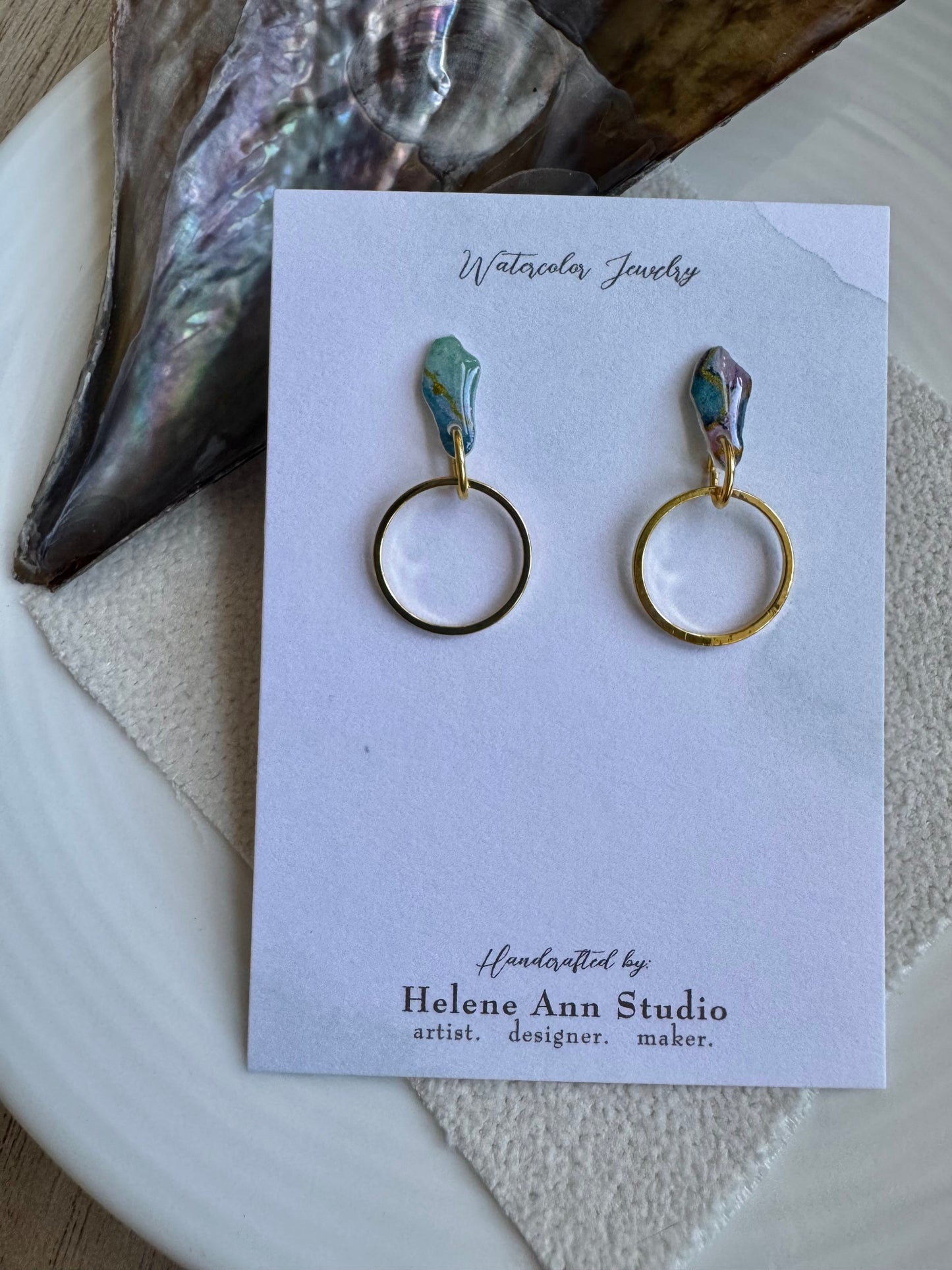 Blue Iridescence Collection: Circle Dangles