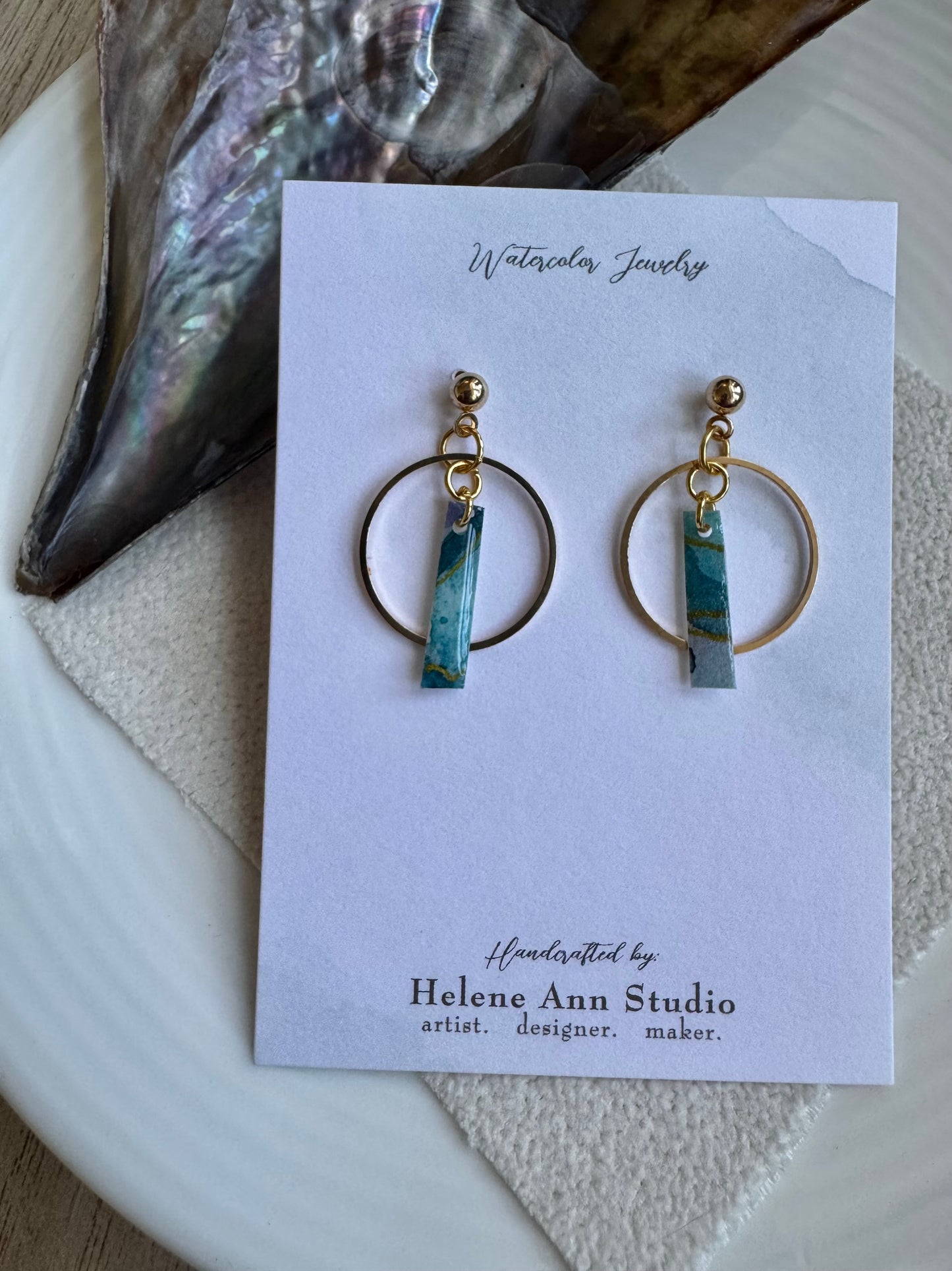 Blue Iridescence Collection: Circle Dangles