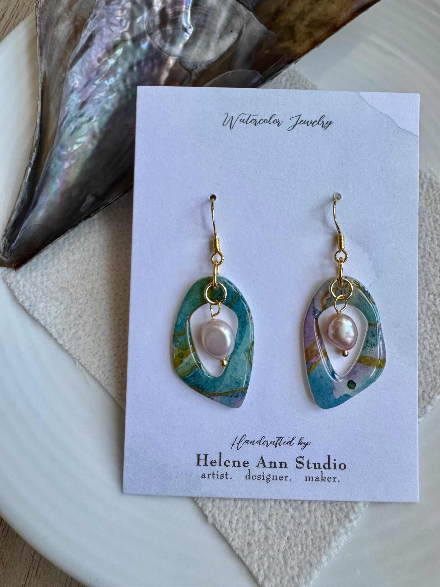 Blue Iridescence Collection: Mod Donuts with Freshwater Pearl