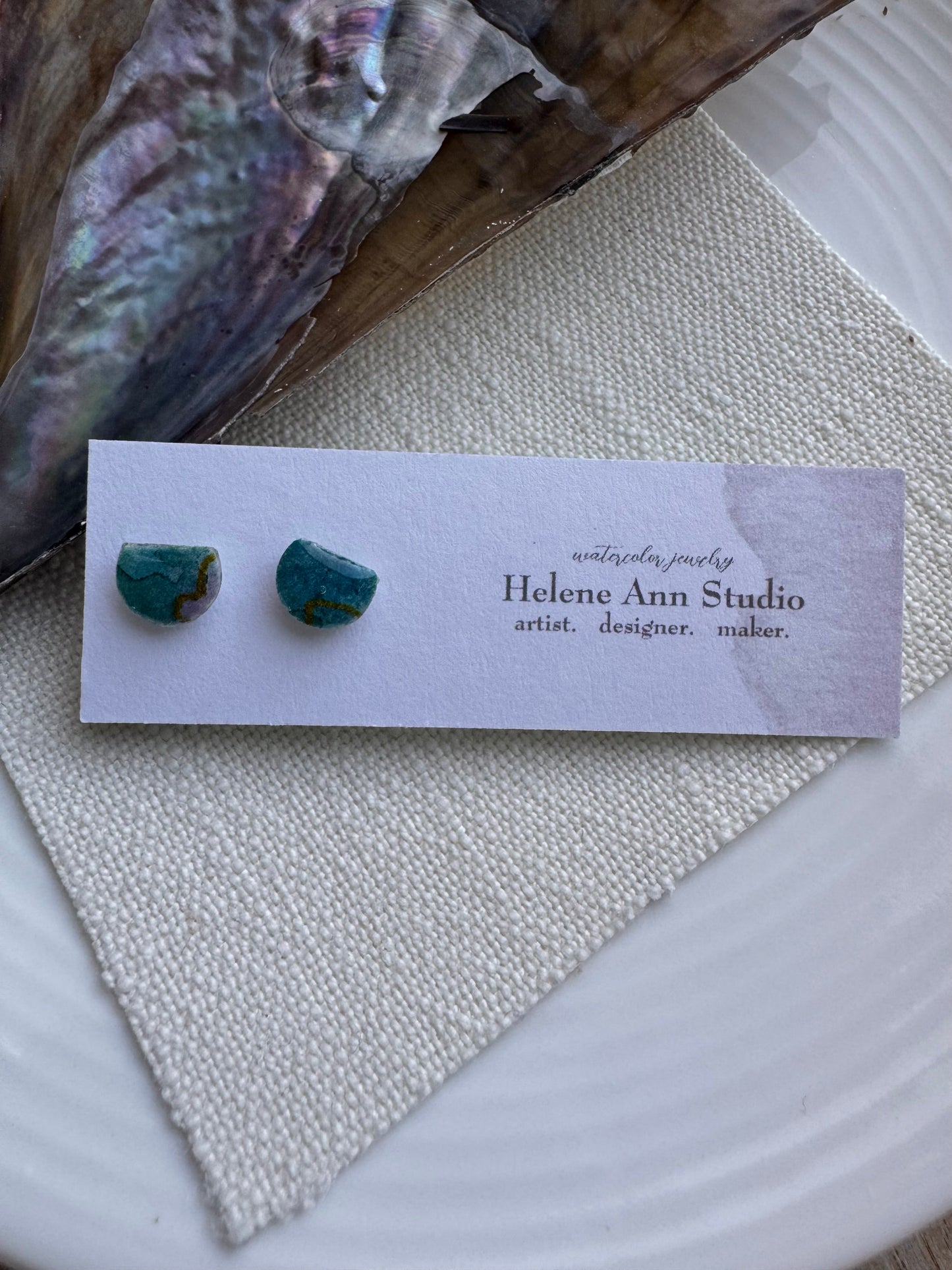 Blue Iridescence Collection: Half Circle Buttons