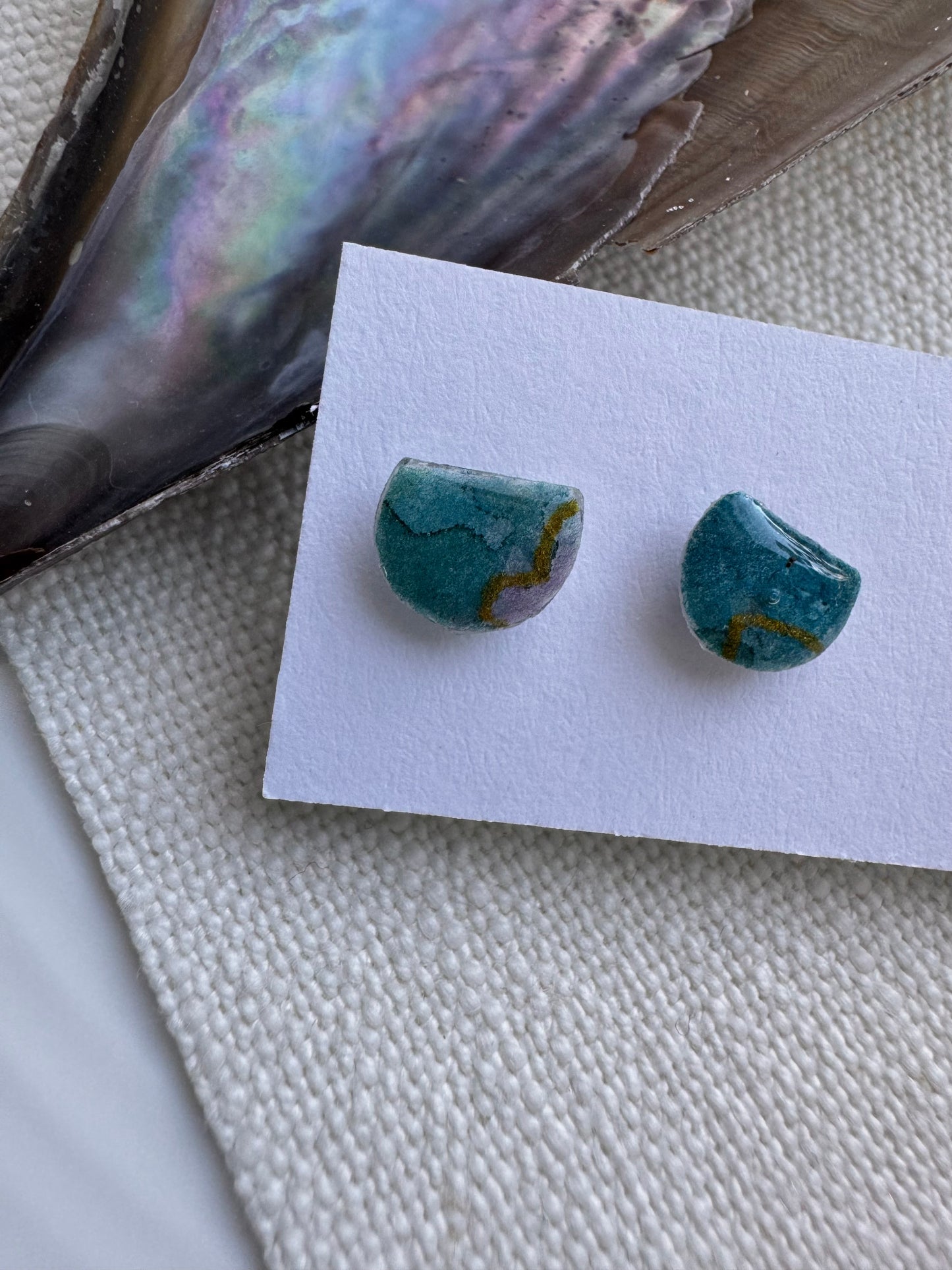 Blue Iridescence Collection: Half Circle Buttons