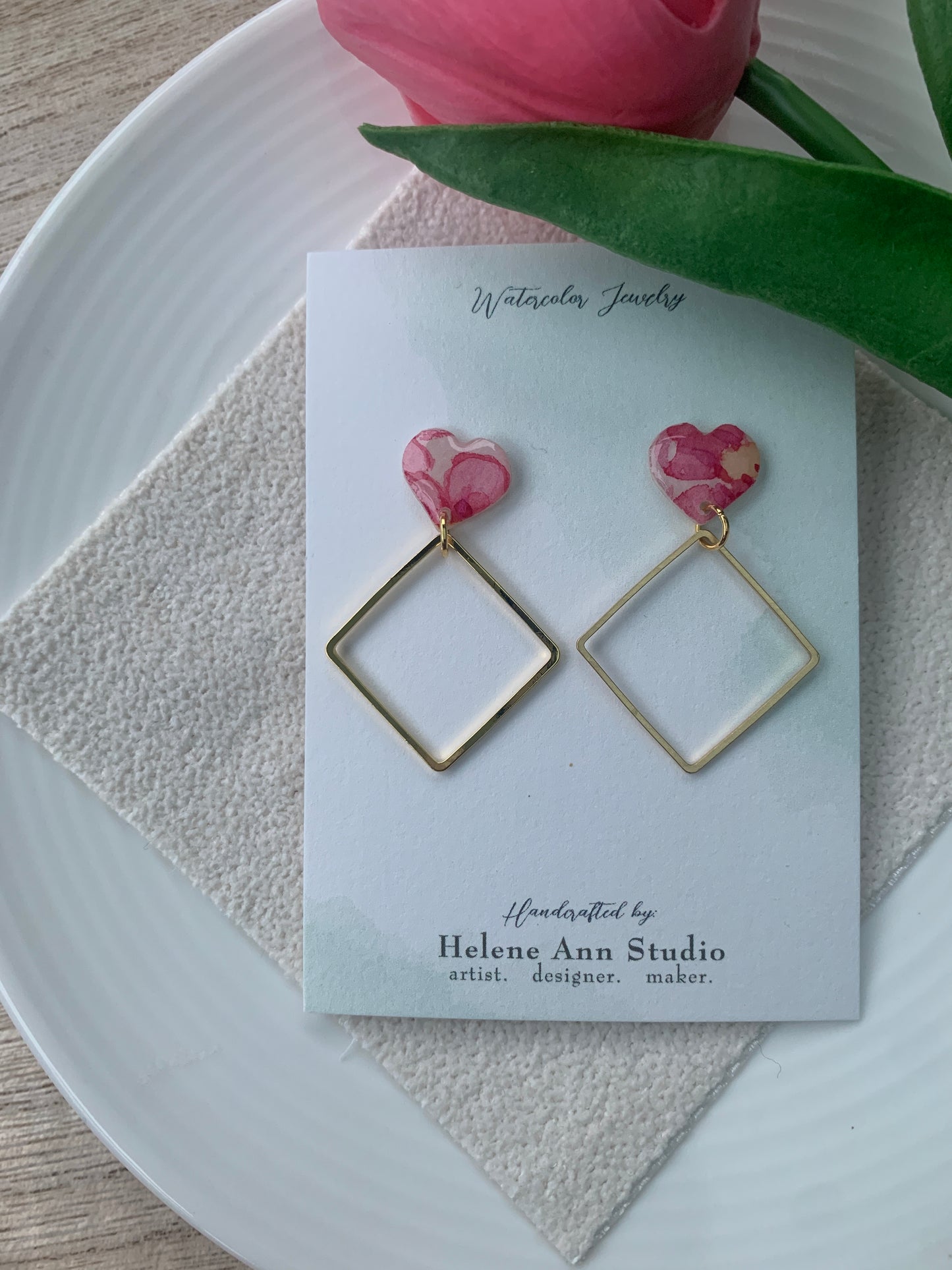 The Lover Collection: Heart Buttons with Diamond Dangle