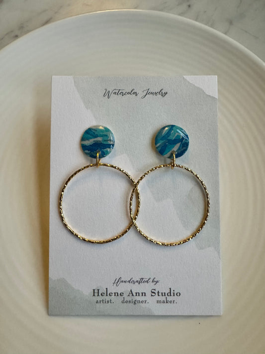Watercolor Studs with Gold Circles