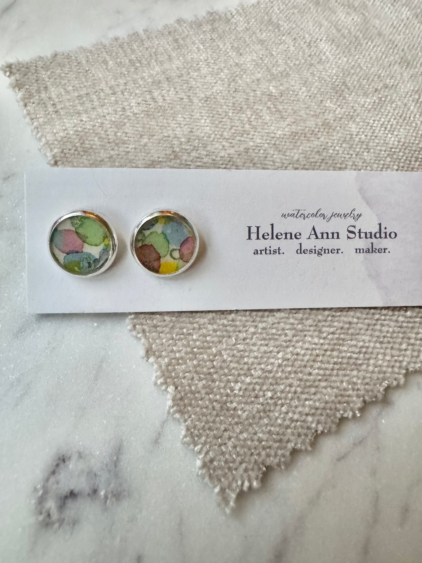 Silver Bezel Studs