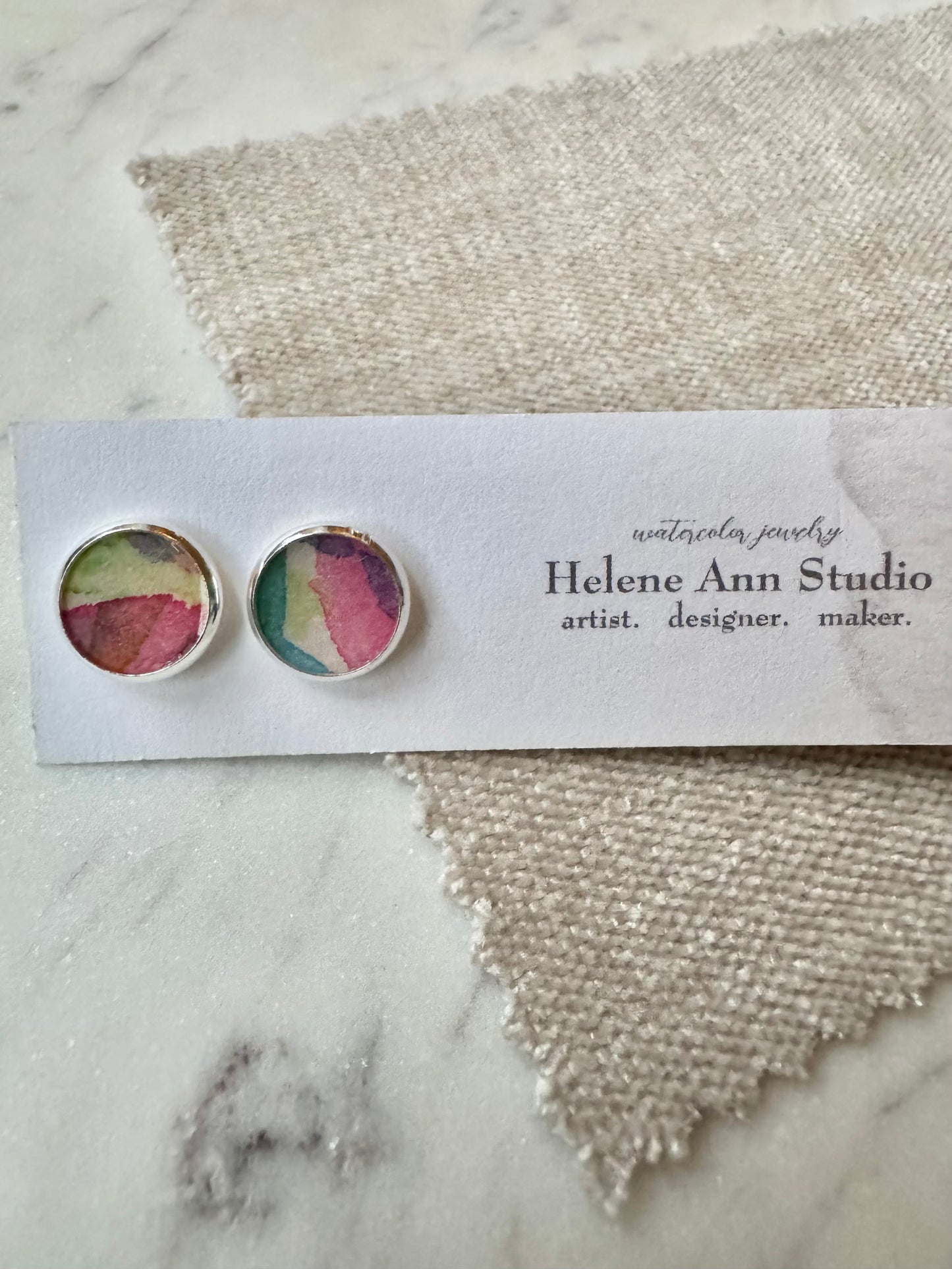 Silver Bezel Studs