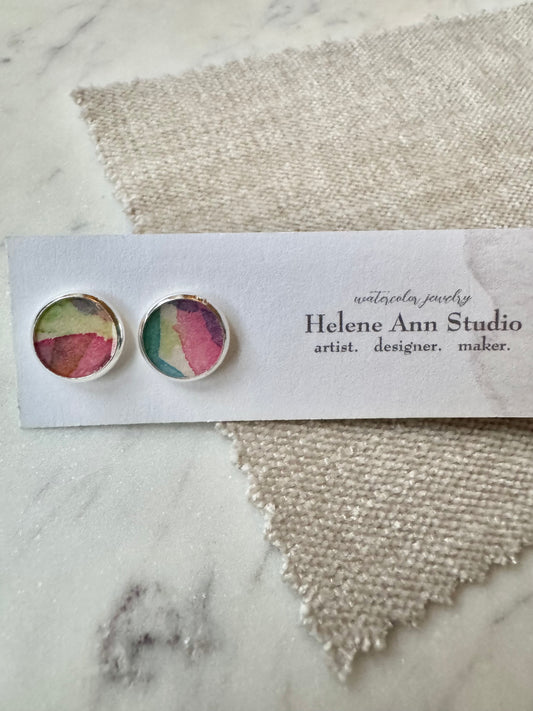 Silver Bezel Studs
