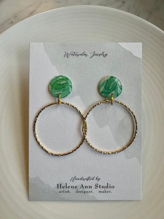 Watercolor Studs with Gold Circles