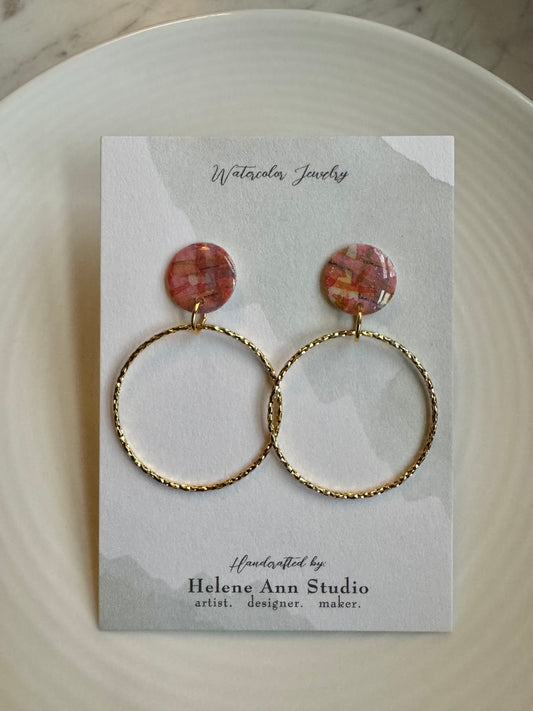 Watercolor Studs with Gold Circles