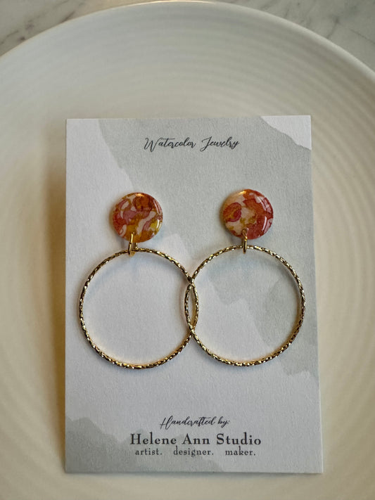 Watercolor Studs with Gold Circles
