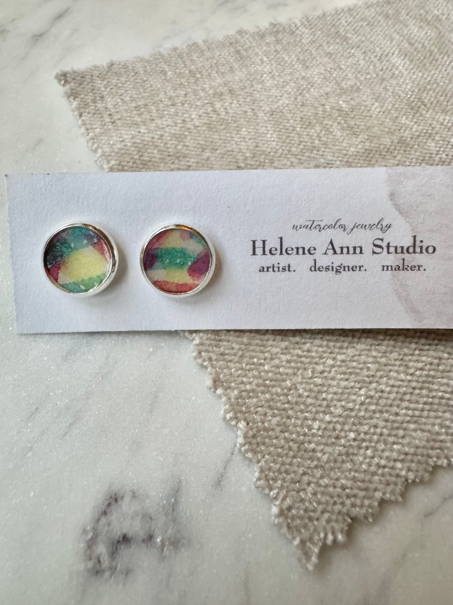 Silver Bezel Studs
