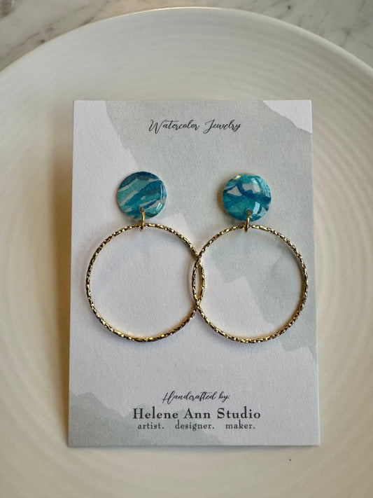 Watercolor Studs with Gold Circles