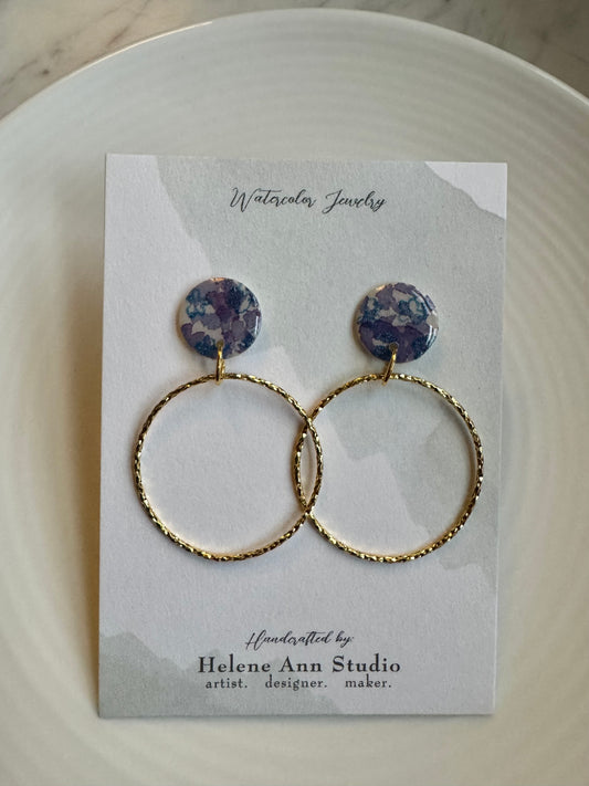 Watercolor Studs with Gold Circles