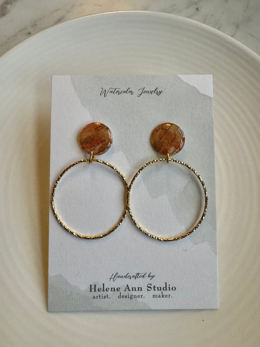 Watercolor Studs with Gold Circles