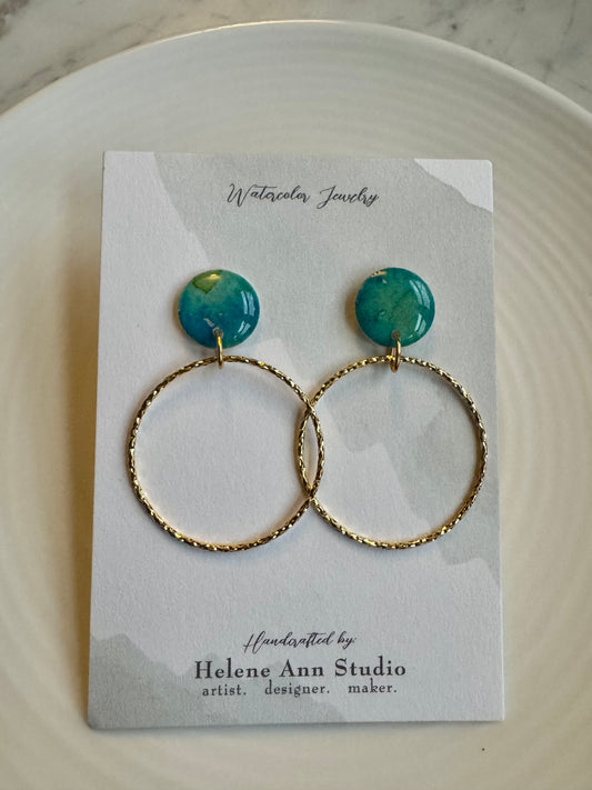 Watercolor Studs with Gold Circles