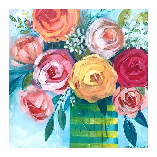 'Bouquet with Stripes': Fine Giclee Art Print from Original Acrylic Painting
