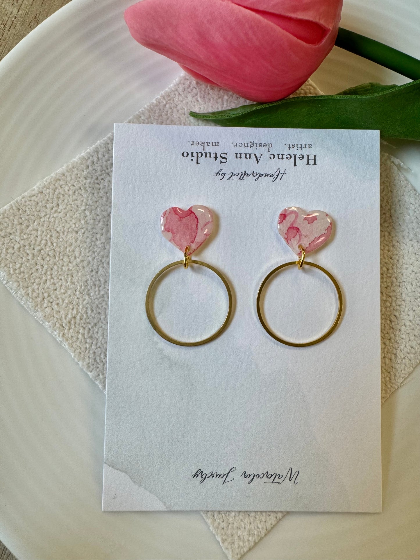 Pretty in Pink Collection: Heart Studs with Dangle Circles