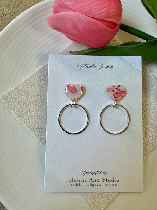 Pretty in Pink Collection: Heart Studs with Dangle Circle