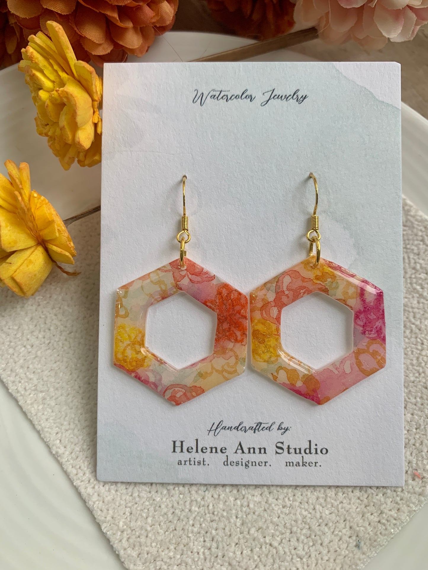 Fall in Bloom Collection: Hexagon Donut Dangles